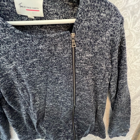 NAVY BLUE HEATHERED LIGHT TWO BY VINCE CAMUTO M MEDIUM BLAZER JACKET SWEATER EUC - Picture 9 of 15